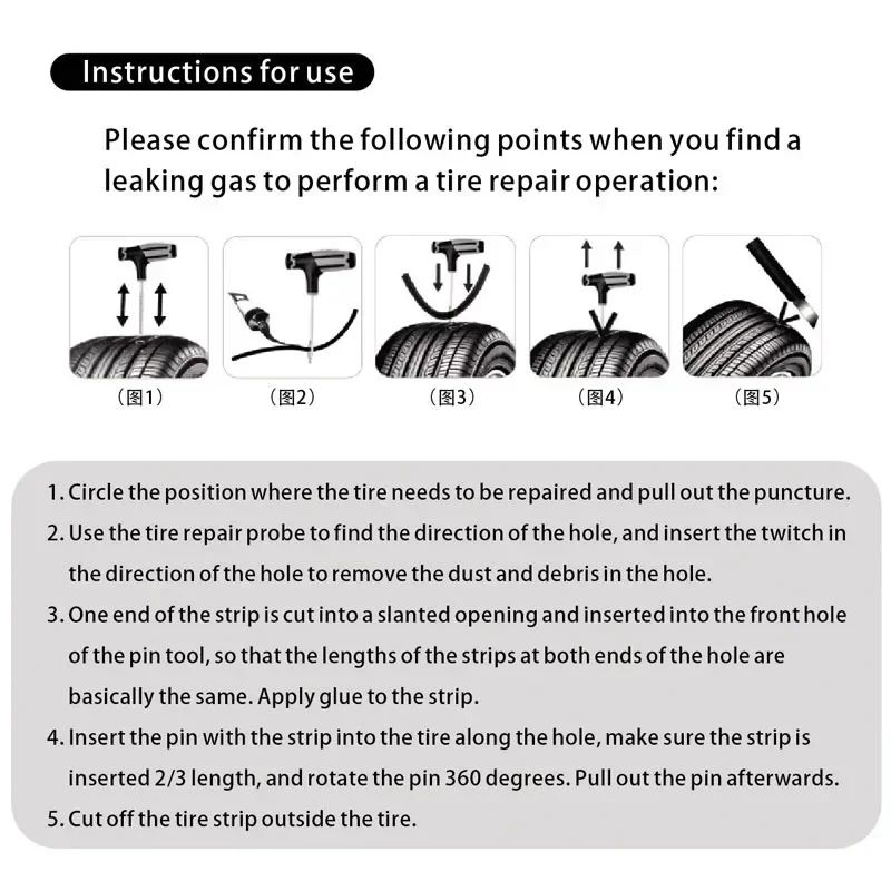 RoadReady Tire Repair Kit For Cars Motorcycles Emergency Tubeless Tire Repair Kit With Plug Strip 4