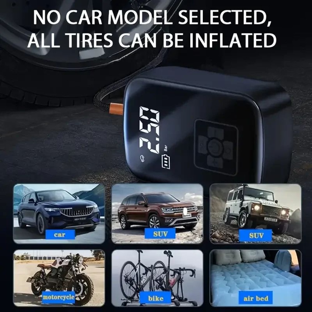 SmartDrive Portable Wireless Tire Inflator Air Compressor For Cars Bikes Motorcycles 3