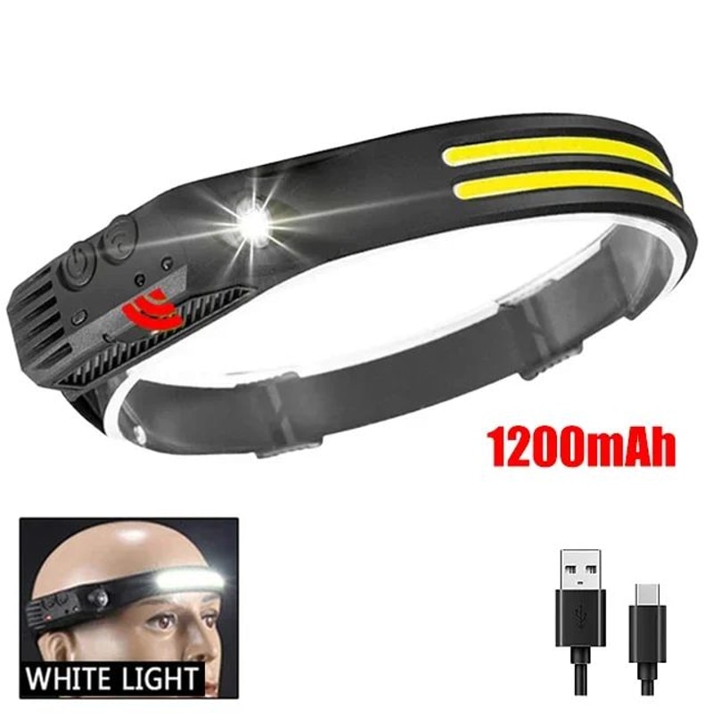 COB LED Rechargeable Headlamp With Motion Sensor For Camping Outdoor Work 10