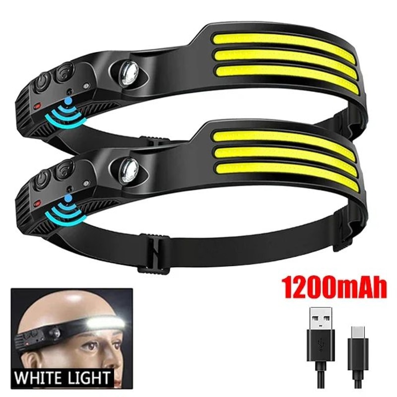 COB LED Rechargeable Headlamp With Motion Sensor For Camping Outdoor Work 15