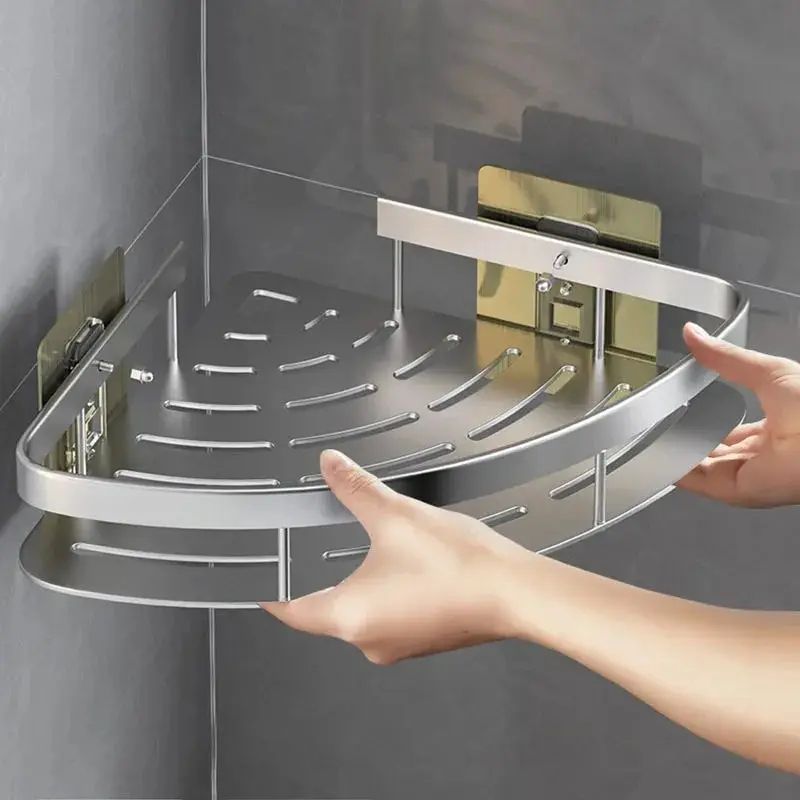SpaceSaver Aluminum Corner Shower Shelf Organizer For Bathroom Storage 0