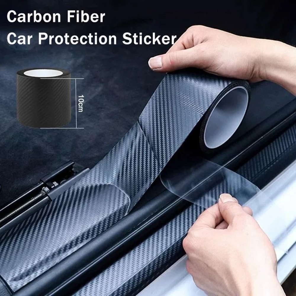 Carbon Fiber Car Door Protector Strip Anti Scratch Tape For Door Sills Side Mirrors 0