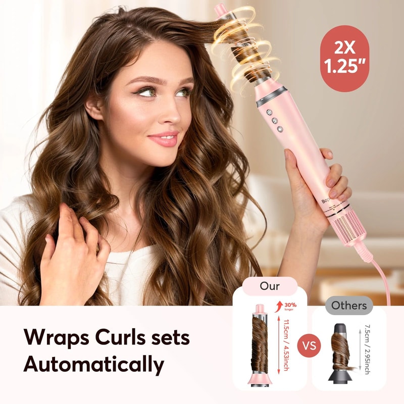 Bopcal 5in1 Hair Styler Pro HighSpeed Ionic Hot Air Brush Curling System 4