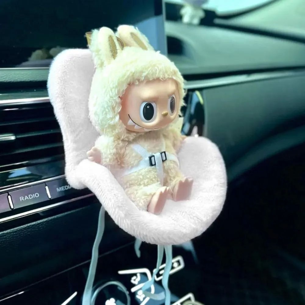 Labubu Mini Plush Doll Car Seat Vent Clip Holder 1