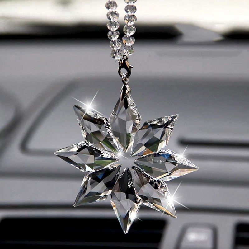 Crystal Snowflake Car Suncatcher Rearview Mirror Ornament 3