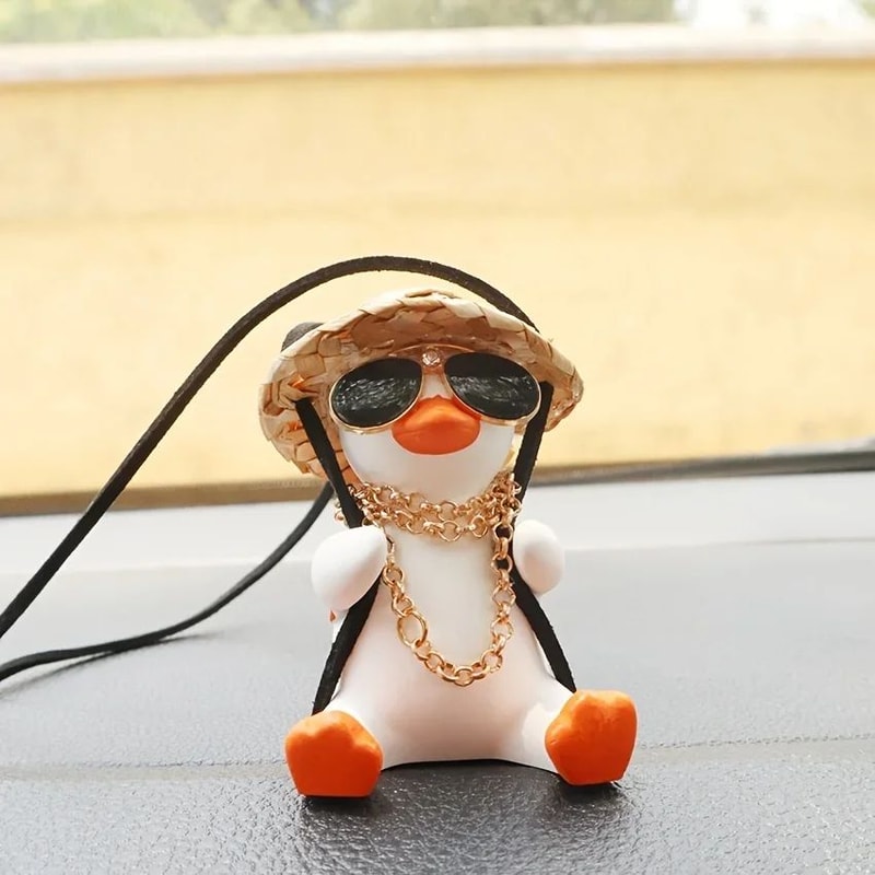 Cute Swinging Duck Car Ornament Rearview Mirror Hanging Accessory 4