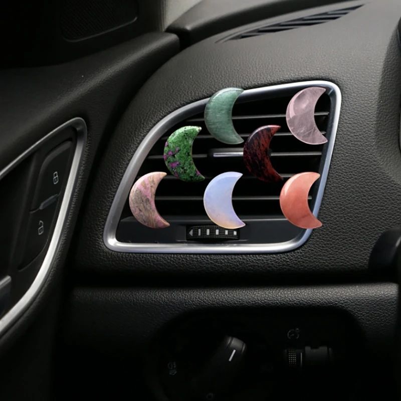 Pink Crystal Moon Car Air Freshener Vent Clip Diffuser For Stylish Car Interiors 2