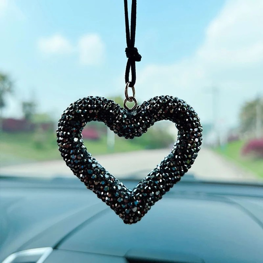 Bling Heart Car Pendant Rearview Mirror Charm 0