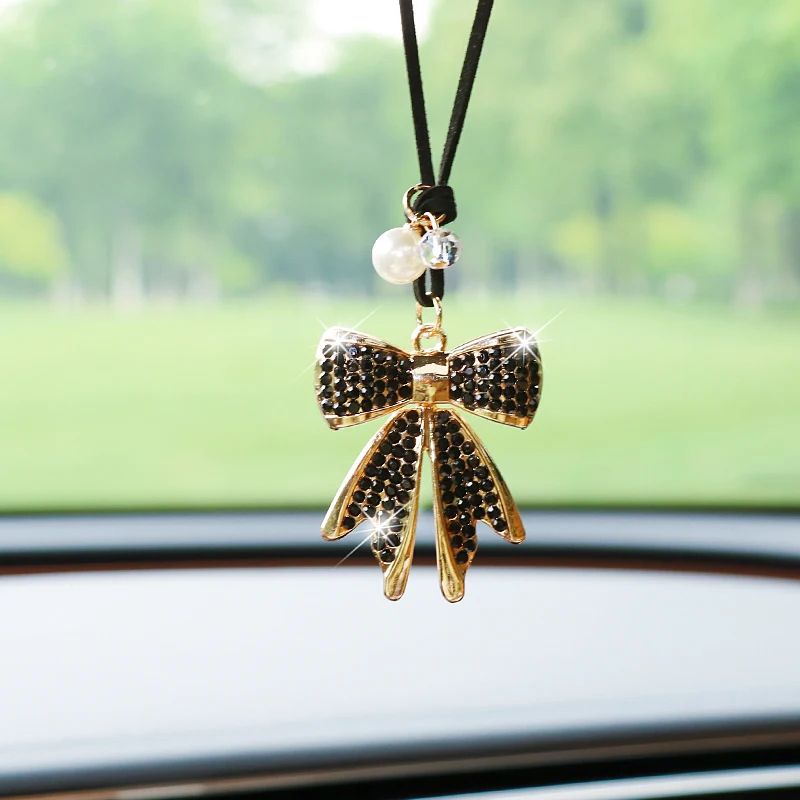 Diamond Bowtie Car Rearview Mirror Pendant 3