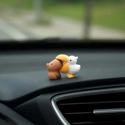 Cute Capybara Duck Dashboard Ornament for Fun Car Interior Decor