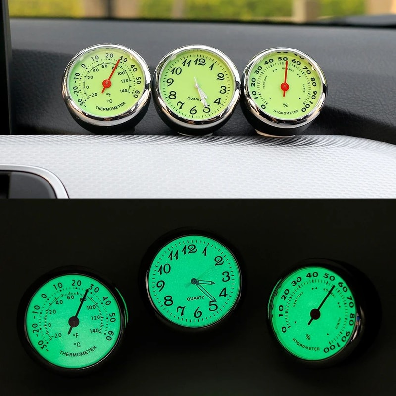 Luminous Car Dashboard Clock With Thermometer Hygrometer 0