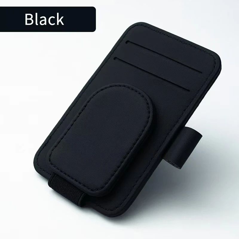 DriveEase Leather Car Sunglasses Holder Clip With Card Ticket Organizer 6