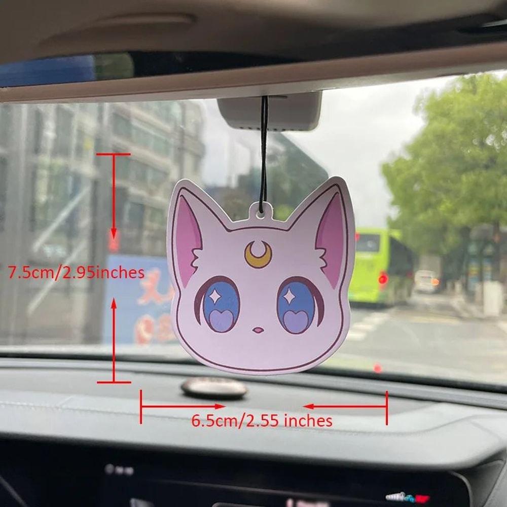 Pink Cat Hanging Car Air Freshener With English Pear Freesia Scent 1