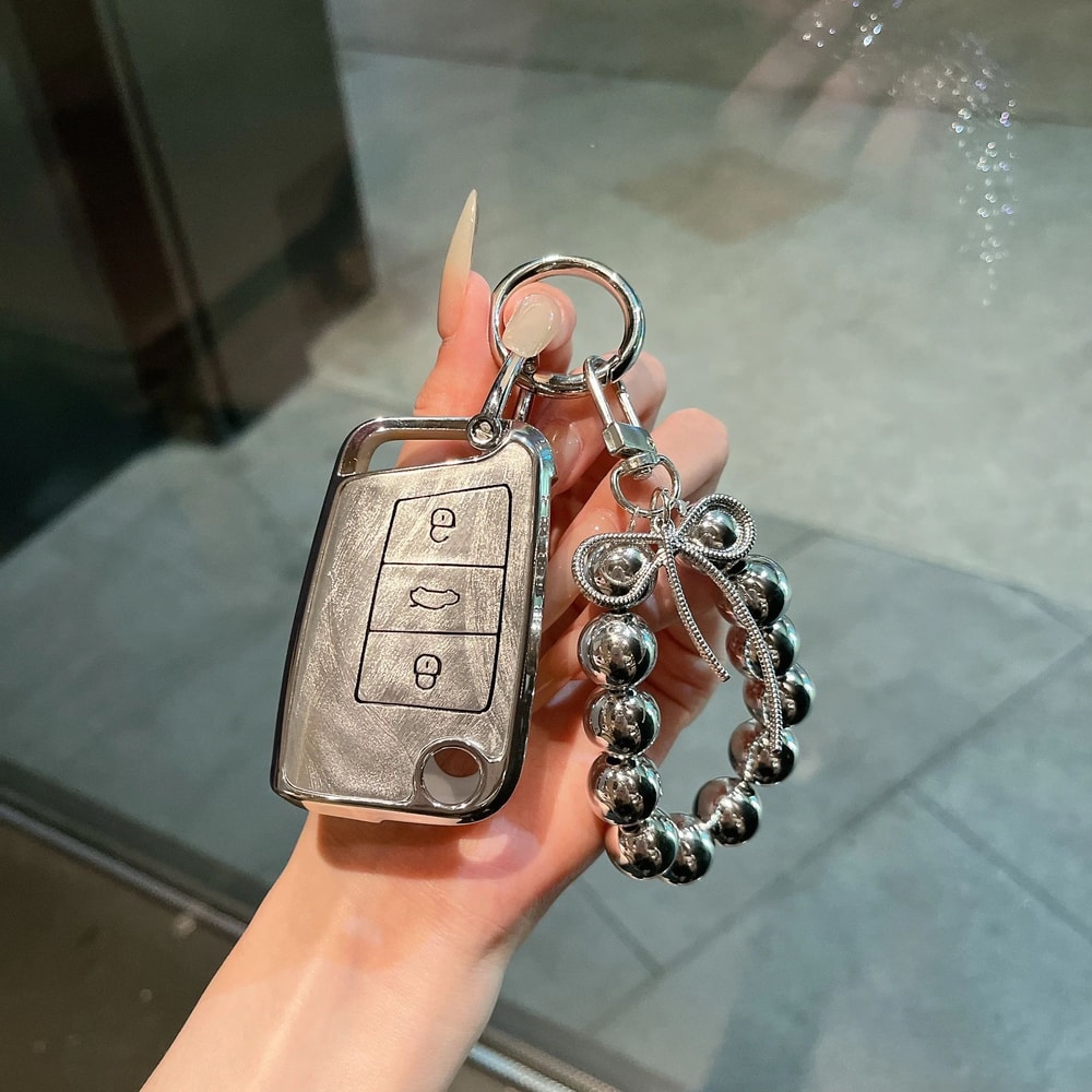 Volkswagen TPU Key Fob Cover With Keychain For Golf 7 Tiguan SEAT Skoda 1