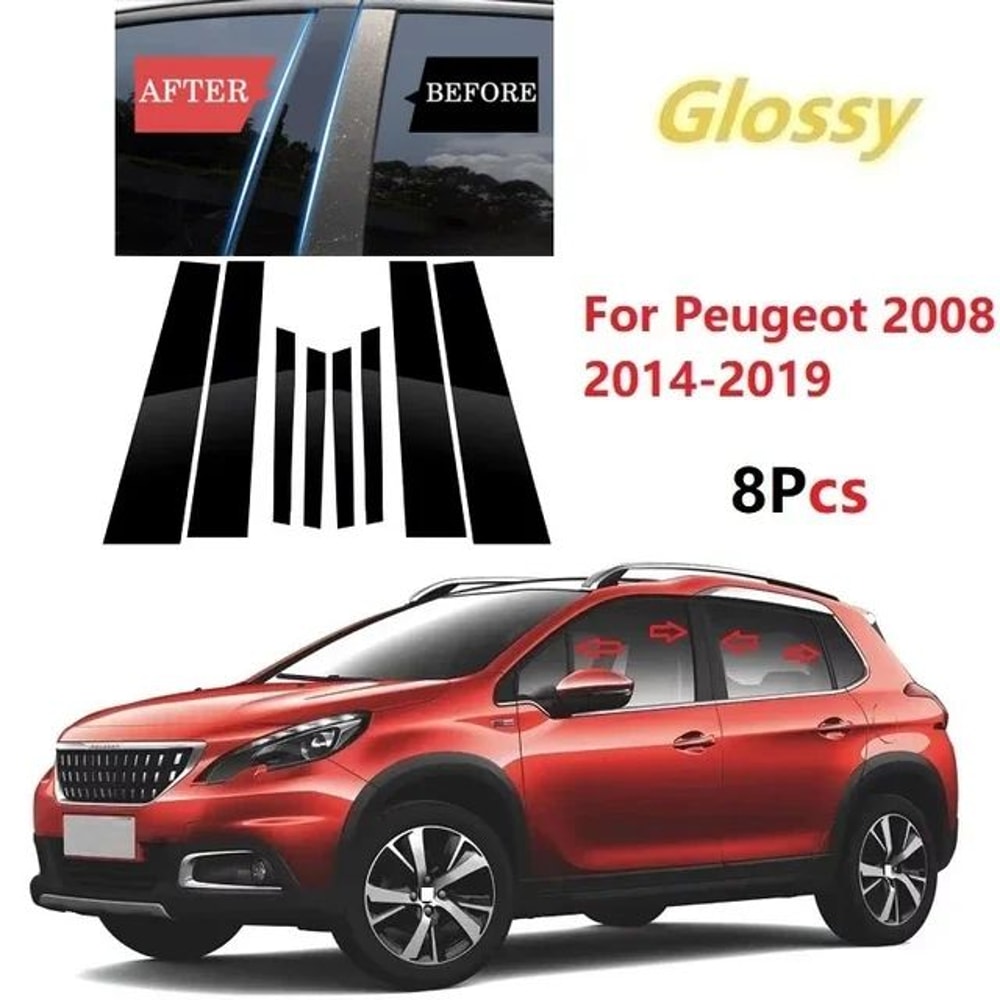 Glossy Car Pillar Post Stickers For Peugeot Citroen Window Trim 6