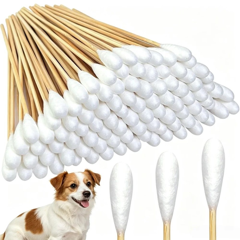 GentlePet Dog Ear Swabs Extra Long Bamboo Cotton Swabs For Safe Pet Ear Cleaning 8