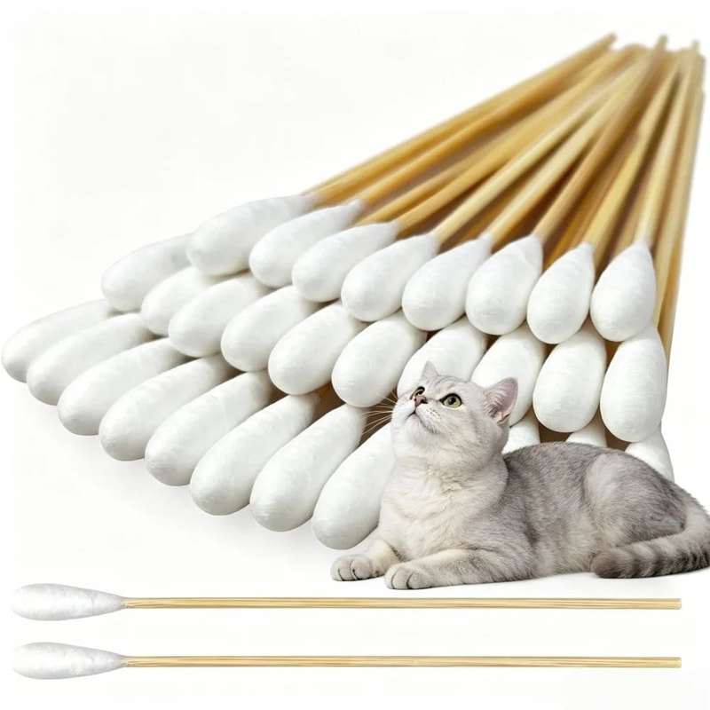 GentlePet Dog Ear Swabs Extra Long Bamboo Cotton Swabs For Safe Pet Ear Cleaning 9