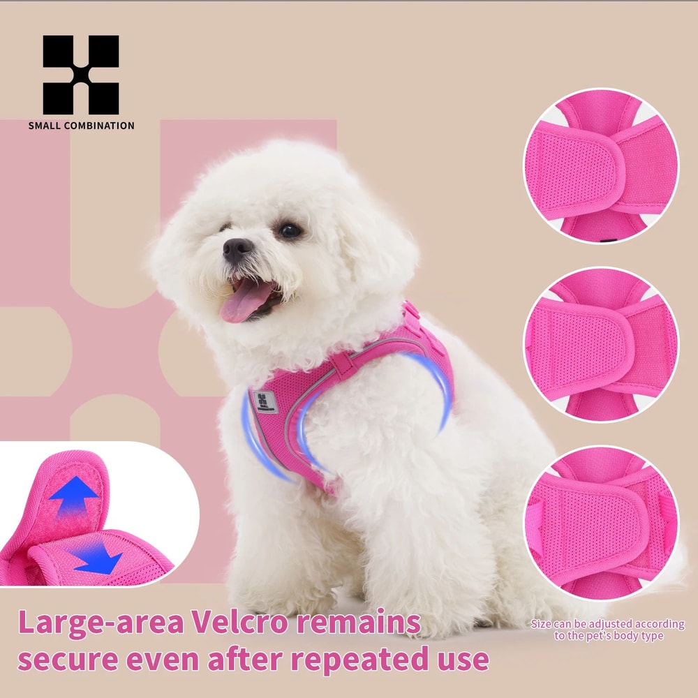 Reflective Adjustable Dog Harness Leash Set For Small Medium Dogs And Cats 2