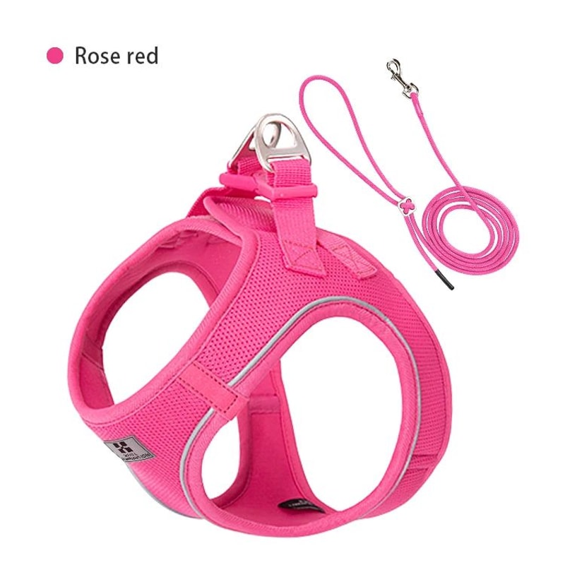 Reflective Adjustable Dog Harness Leash Set For Small Medium Dogs And Cats 12