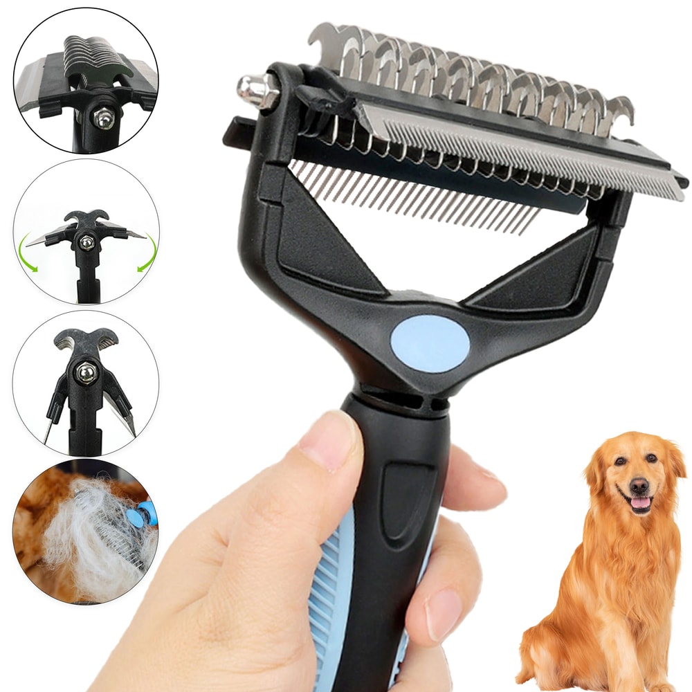 3in1 Pet Deshedding Brush And Fur Knot Cutter 0