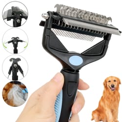 3-in-1 pet deshedding brush and fur knot cutter