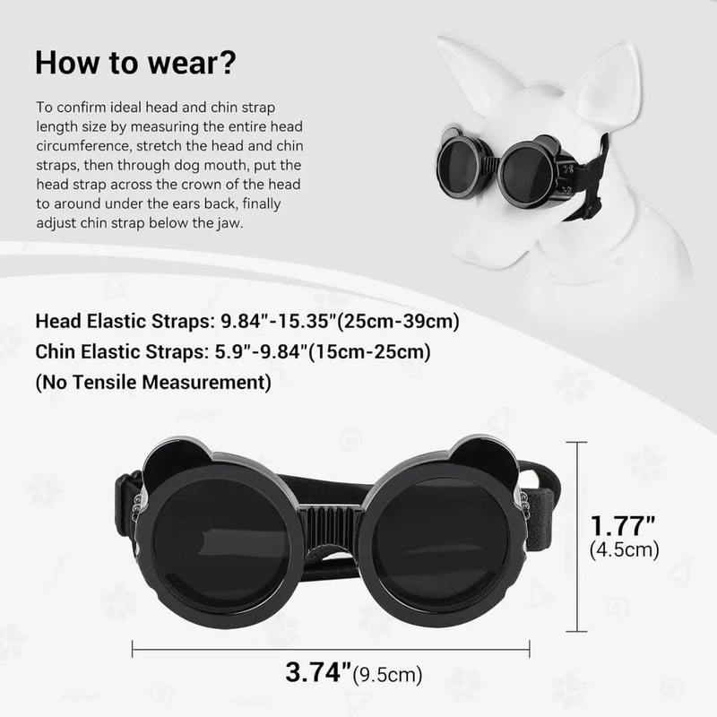 PawShield Pro Dog Goggles Waterproof Pet Sunglasses For Small Dogs Outdoor Travel Riding 2