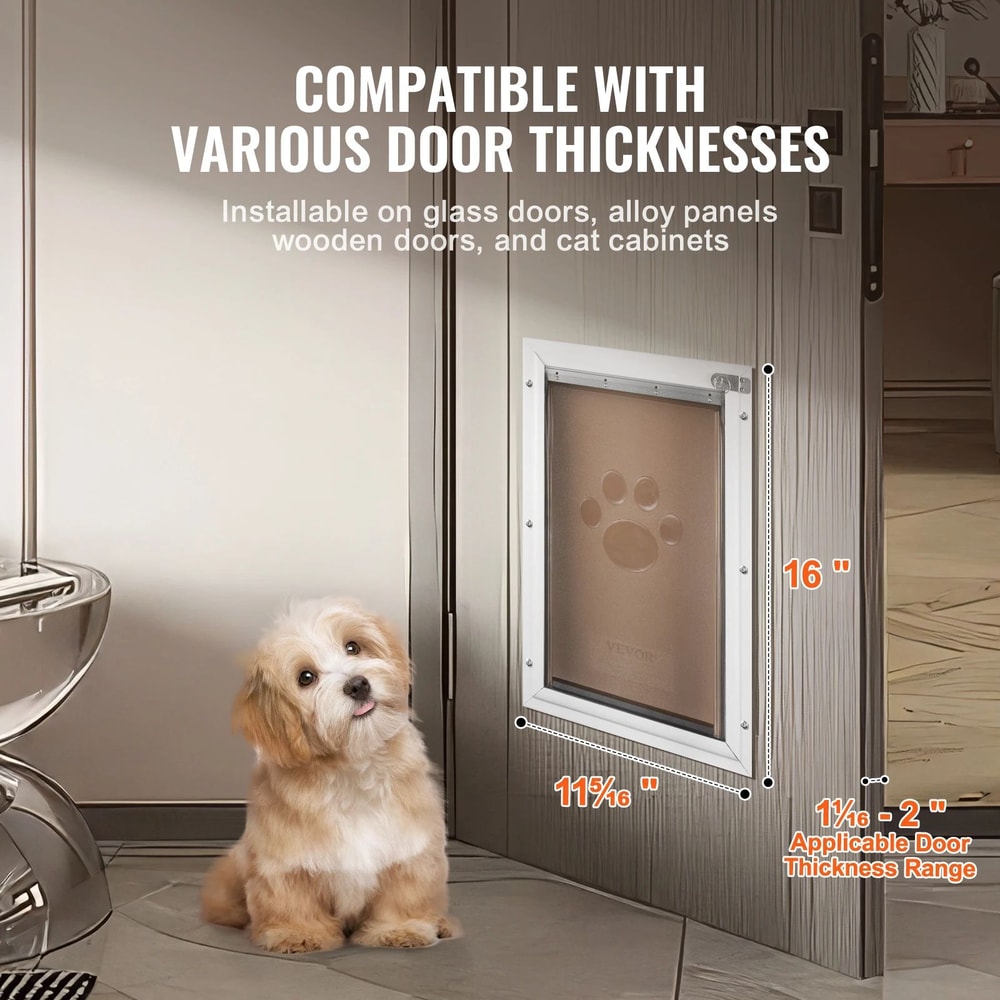 SucceBuy Weatherproof Dog Door With Aluminum Frame Locking Flap For Interior And Exterior Doors 3