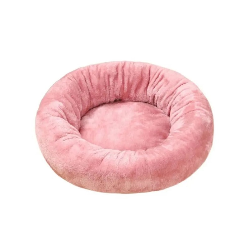 Calming Plush Donut Dog Bed For Dogs Cats Washable Cozy Pet Nest Cushion 7