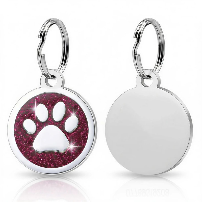 Personalized Glitter Paw Pet ID Tag For Dogs Cats 12