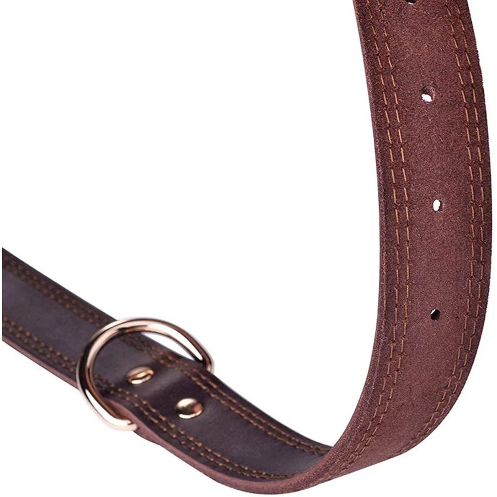 Benepaw Heavy Duty Genuine Leather Dog Collar With Double D Ring 4