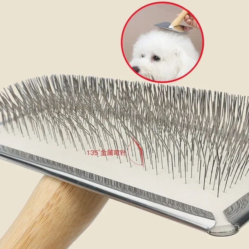 Solid Wood Pet Hair Remover Brush For Dogs And Cats 2