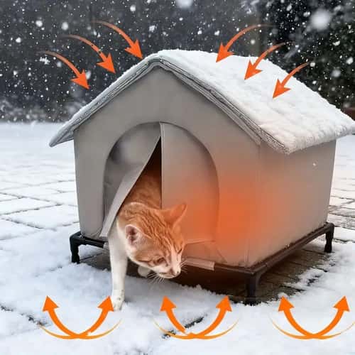 Insulated Outdoor Cat House with Stand for Winter Weather Protection