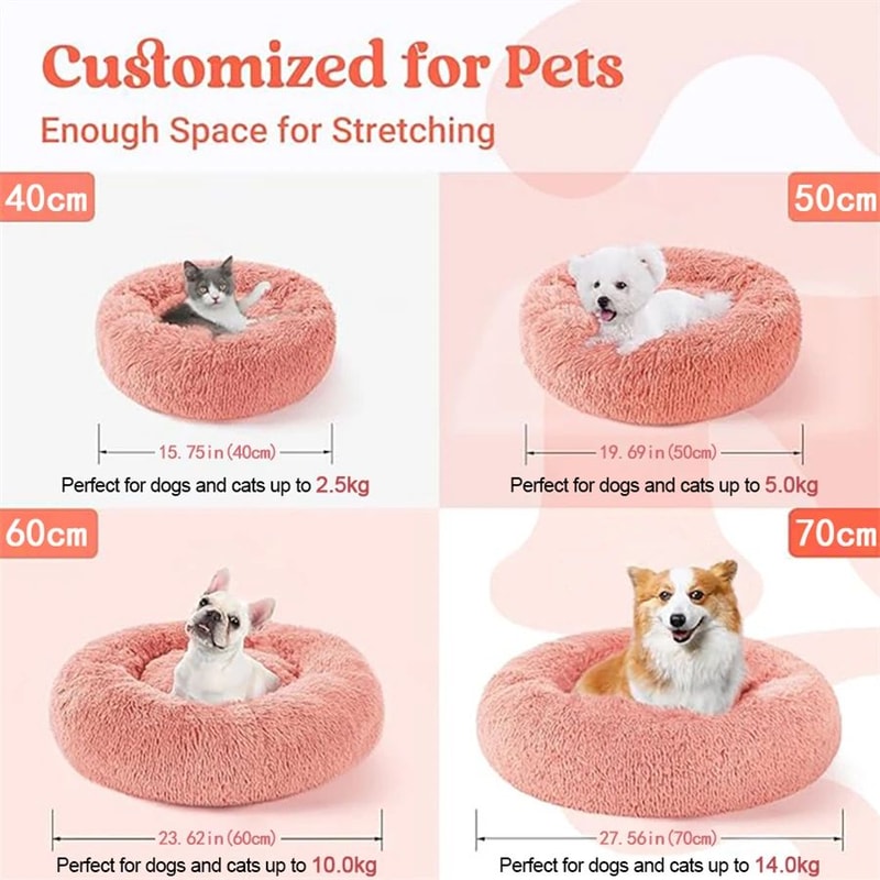 CozyCloud Calming Plush Donut Pet Bed For Cats And Small Dogs 4