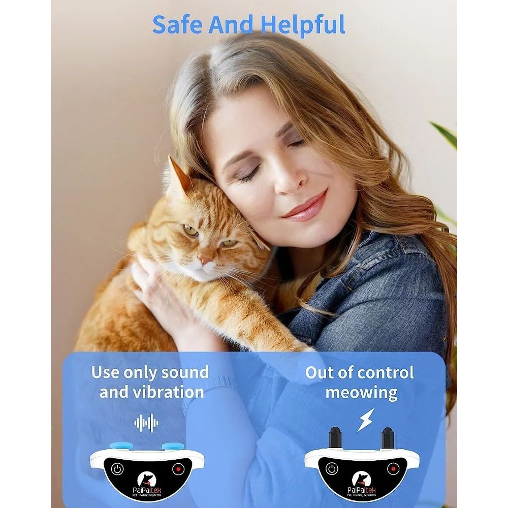 PaiPaitek Smart Cat Training Collar With Remote Automatic AntiMeow Control 2