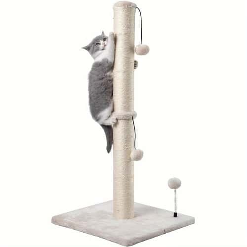 34-Inch Tall Sisal Cat Scratching Post for Indoor Cats
