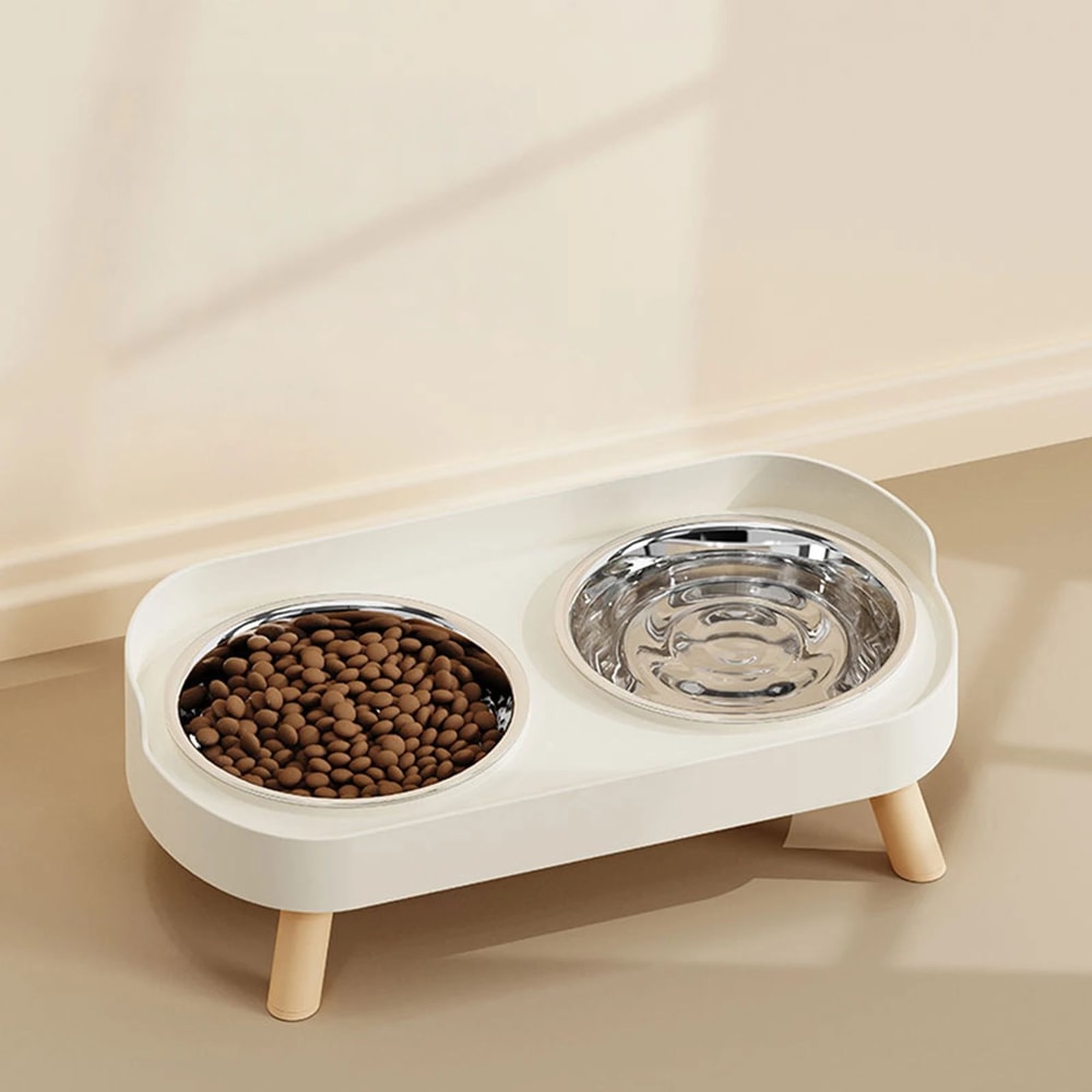 Elevated Stainless Steel Dual Bowl Pet Feeder 0