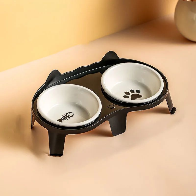 WhiskerEase Elevated Cat Bowl Set Double Ceramic Cat Bowl With Slanted Raised Stand For Food Wate 5