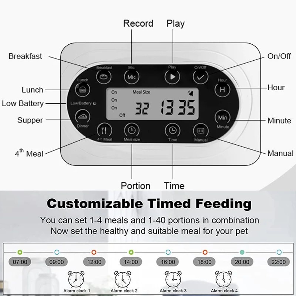 Smart WiFi Automatic Pet Feeder With Dual Bowls For Cats Small Dogs 2