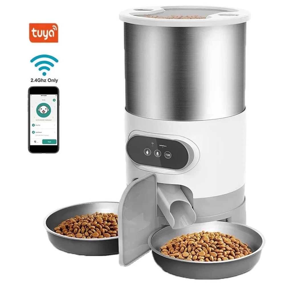 Smart WiFi Automatic Pet Feeder With Dual Bowls For Cats Small Dogs 7