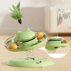 interactive cat treat puzzle toy with rolling ball track