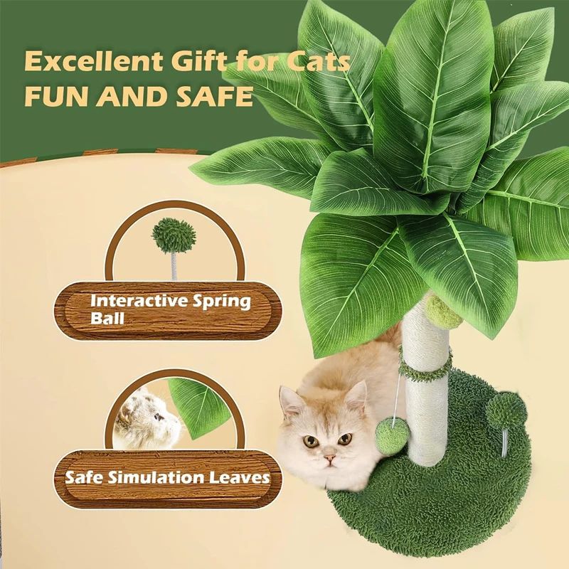 65cm Cat Scratching Post With Sisal Rope Interactive Toy Balls For Indoor Cats 1