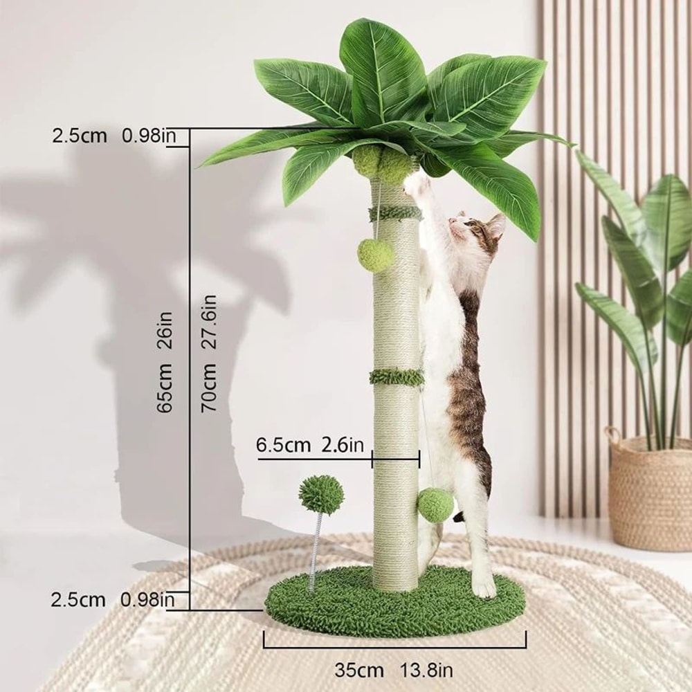 65cm Cat Scratching Post With Sisal Rope Interactive Toy Balls For Indoor Cats 5