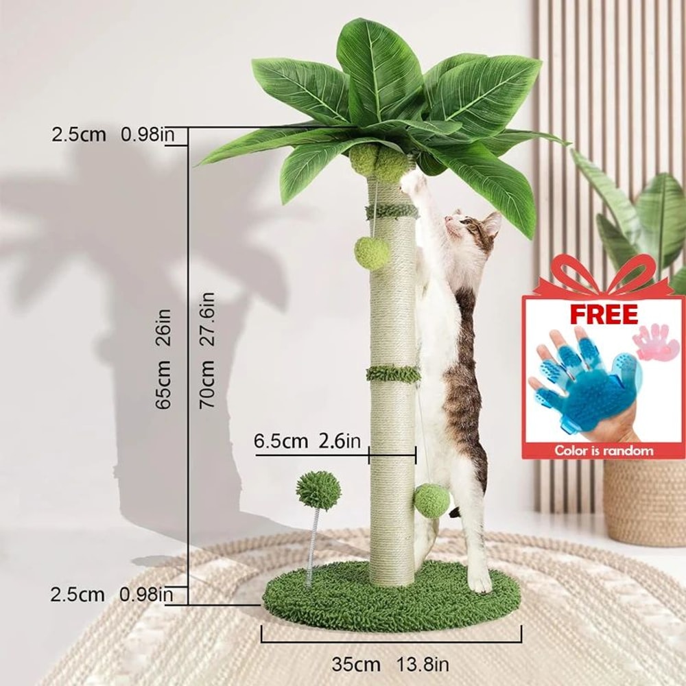65cm Cat Scratching Post With Sisal Rope Interactive Toy Balls For Indoor Cats 8
