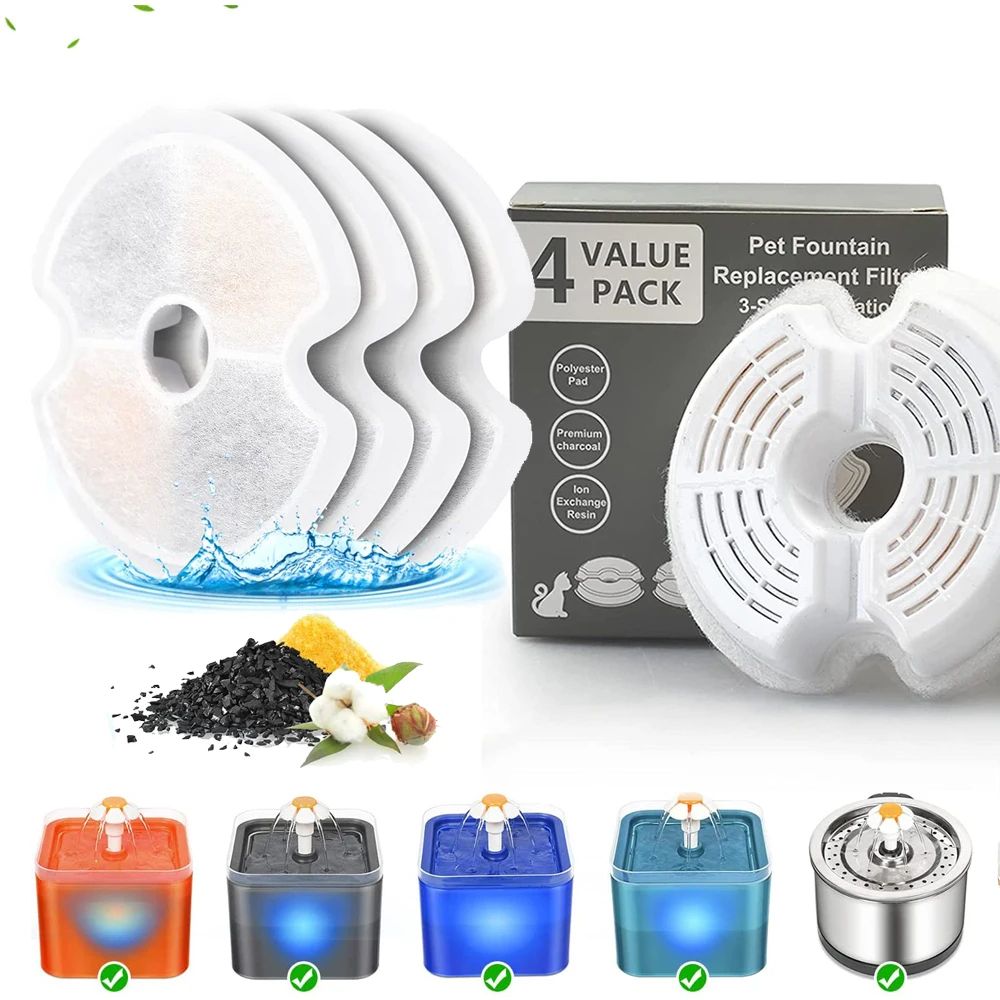 FreshFlow Carbon Cat Fountain Filters 4 Pack 0