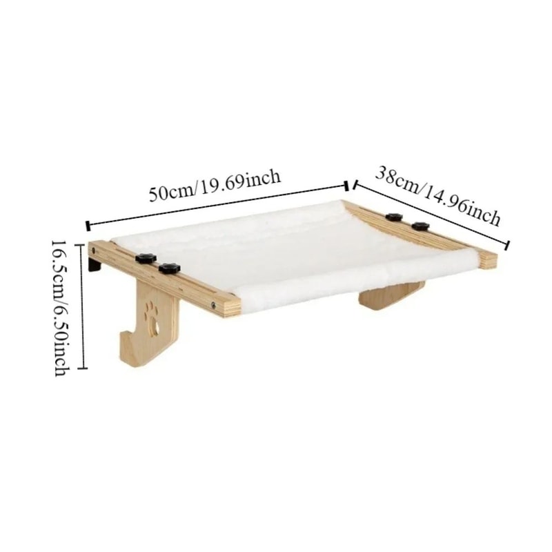 Cozy Wooden Cat Window Hammock With Paw Print Frame 5