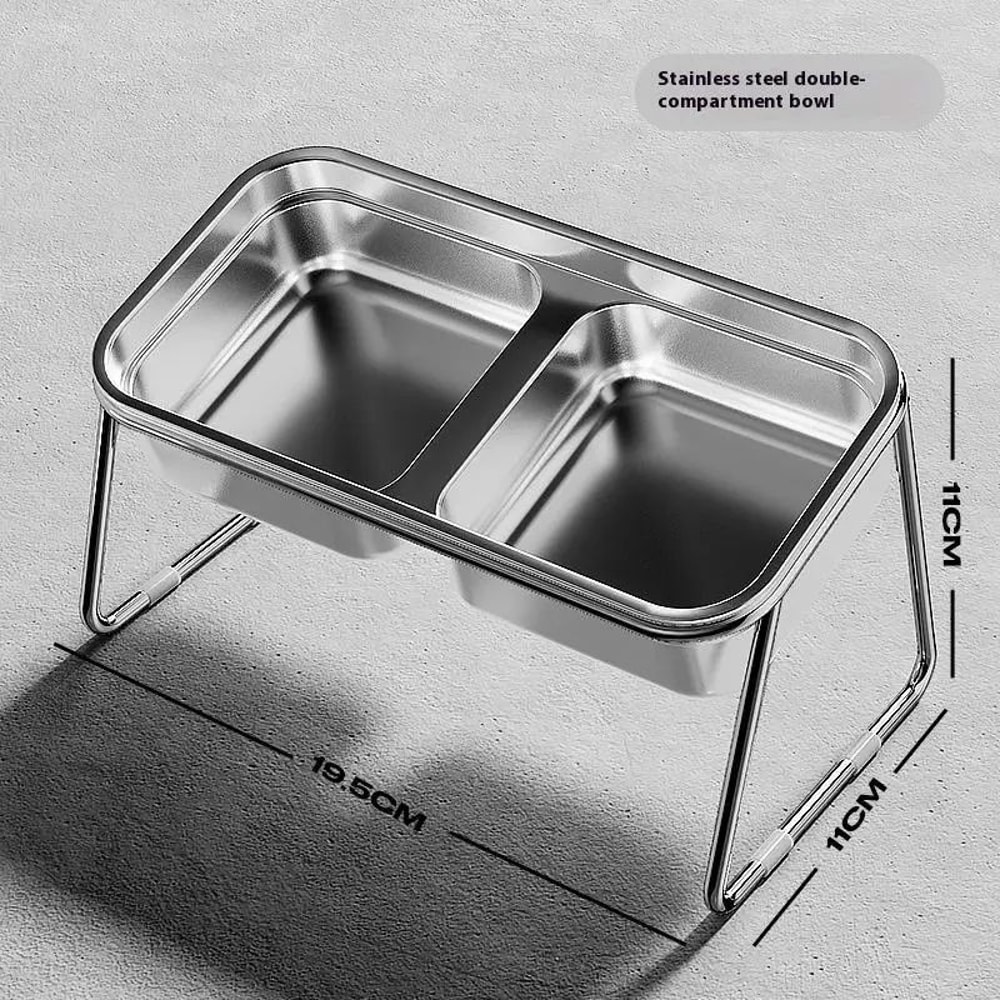 Stainless Steel Double Pet Bowl AntiTip Food And Water Feeder 6