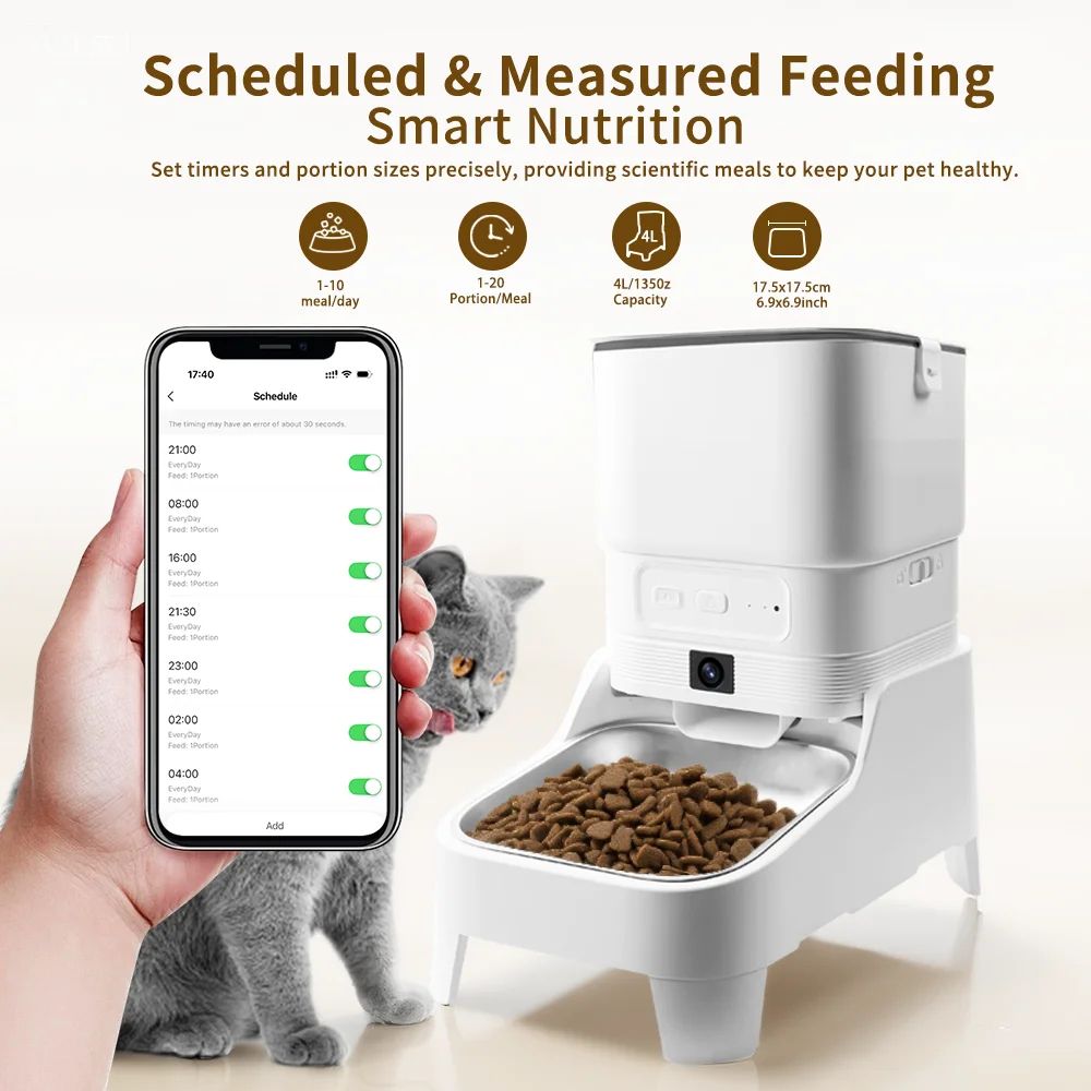 SmartSight Elevated Automatic Pet Feeder With 1080P Camera WiFi App Control 1
