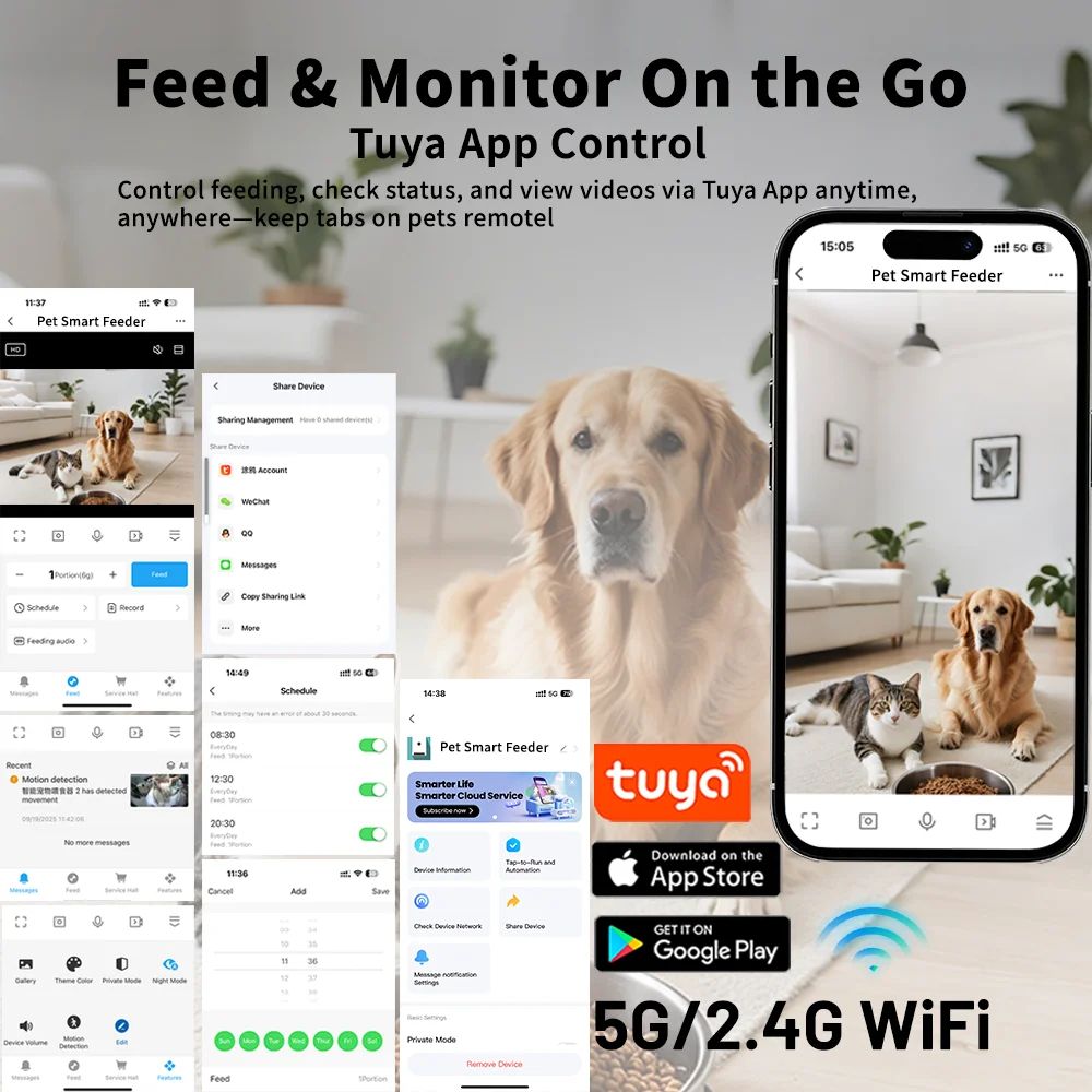 SmartSight Elevated Automatic Pet Feeder With 1080P Camera WiFi App Control 2