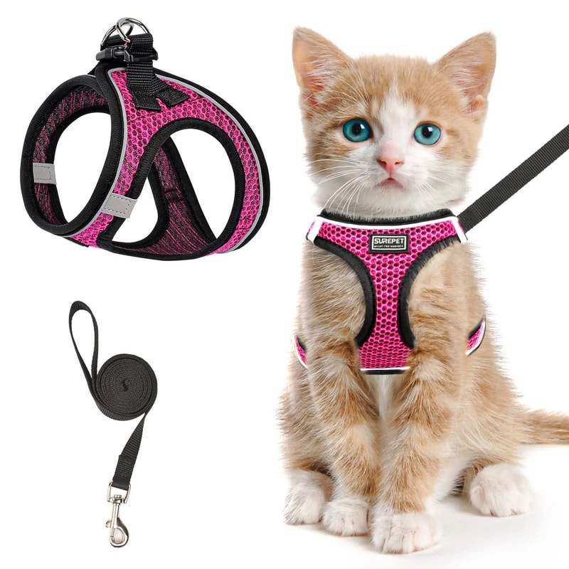 Escape Proof Cat Harness And Leash Set With Reflective Soft Mesh Vest 8