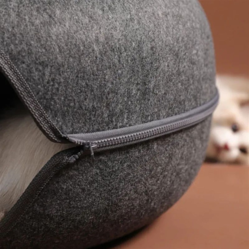 Cozy Donut Cat Tunnel Bed With Natural Felt Cave 5